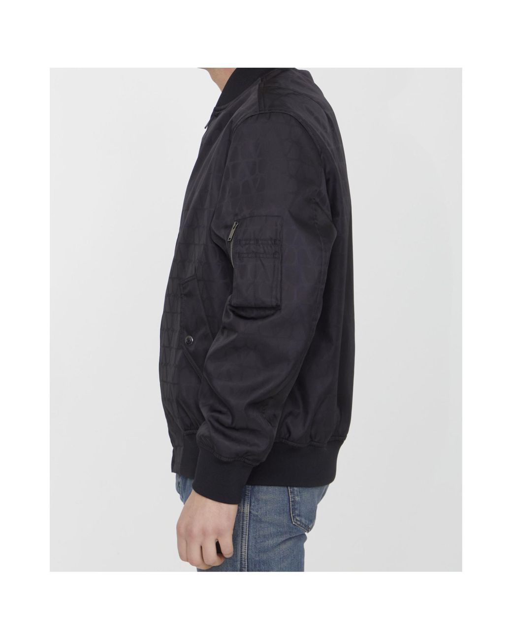 Valentino Black Toile Iconographe-Jacquard Zip-Up Bomber Jacket for men