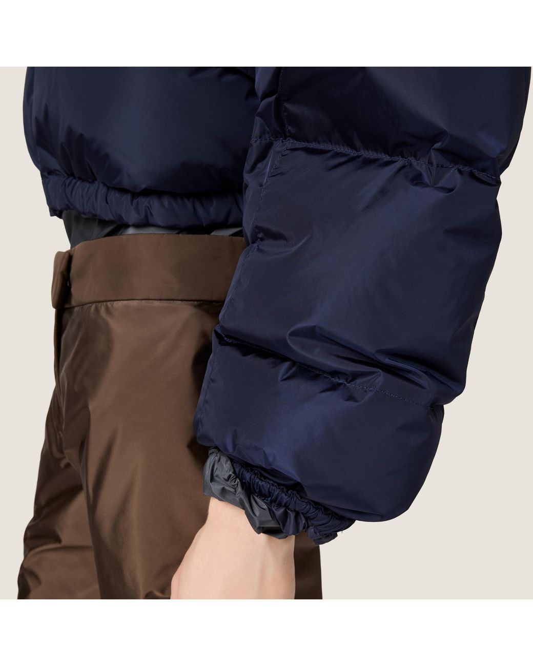 Miu Miu Blue Cropped Technical Fabric Down Jacket