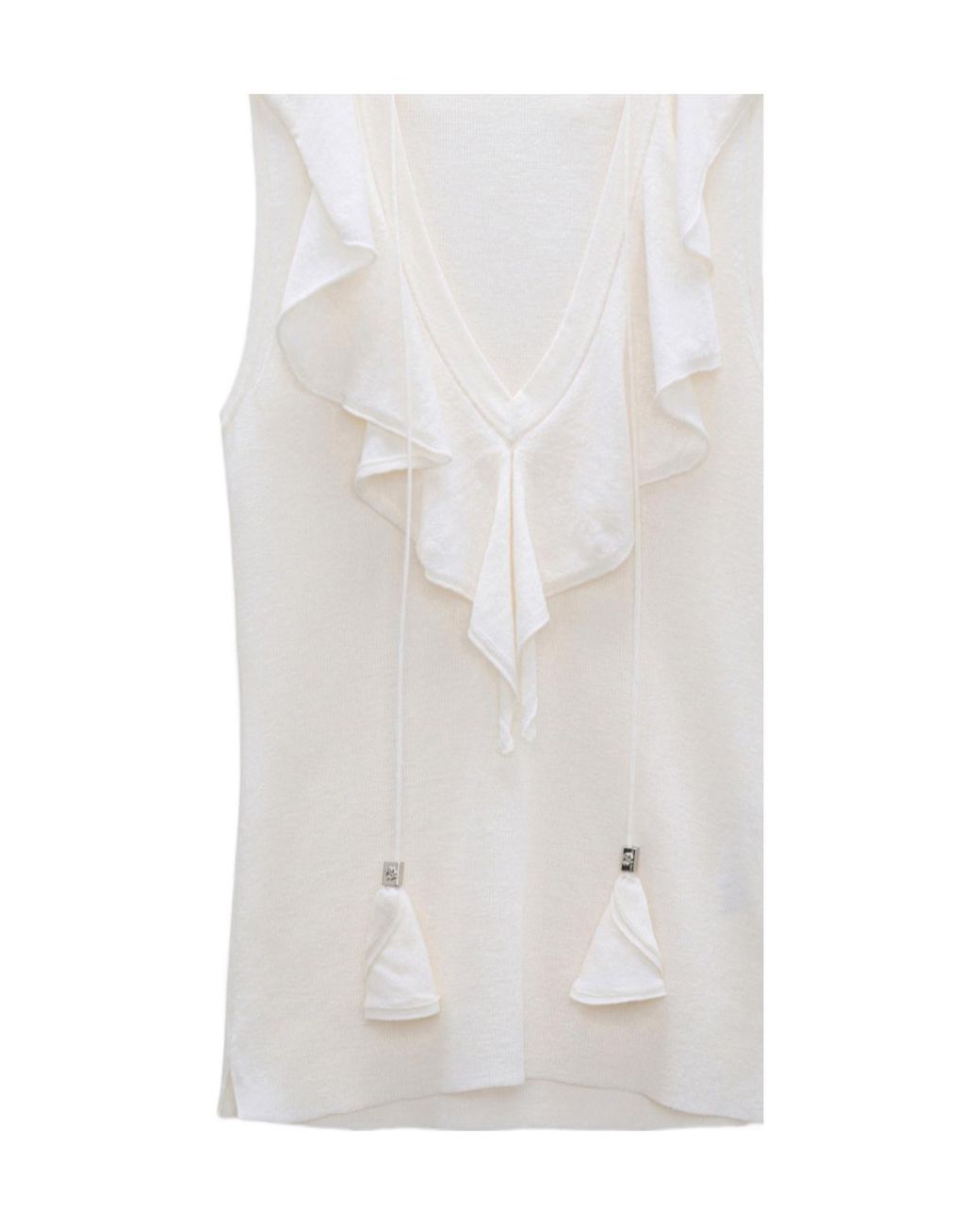 Dorothee Schumacher White Lace Front Sleeveless Knit Top