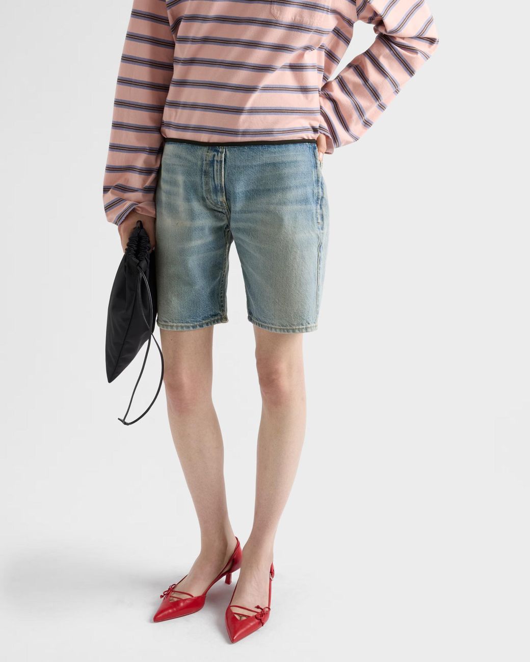 Prada Blue Washed Denim Bermudas