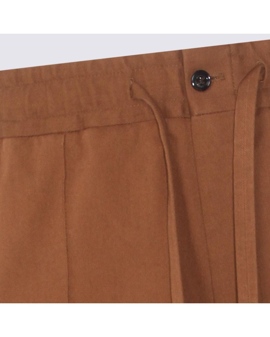 Valentino Brown Pleat Detailed Drawstring Pants for men