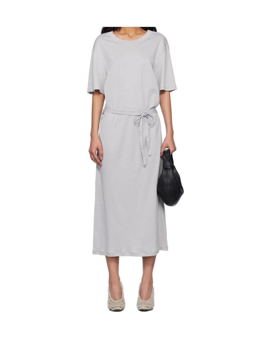 Lemaire Gray Belted Crewneck T-Shirt Dress