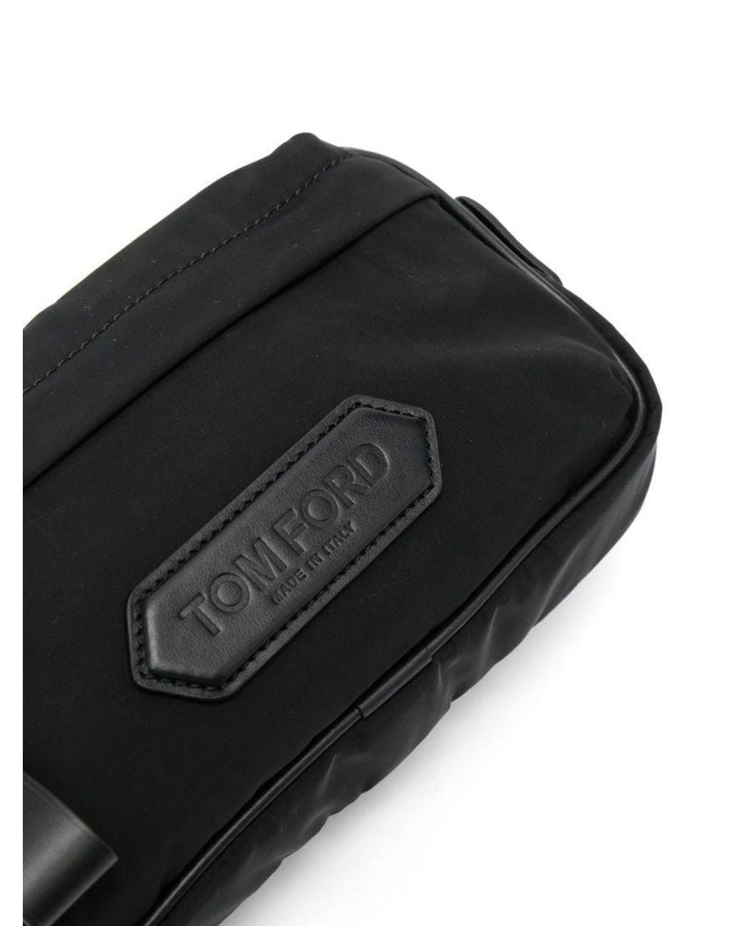 Tom Ford Black Logo-Patch Leather Belt Bag for men