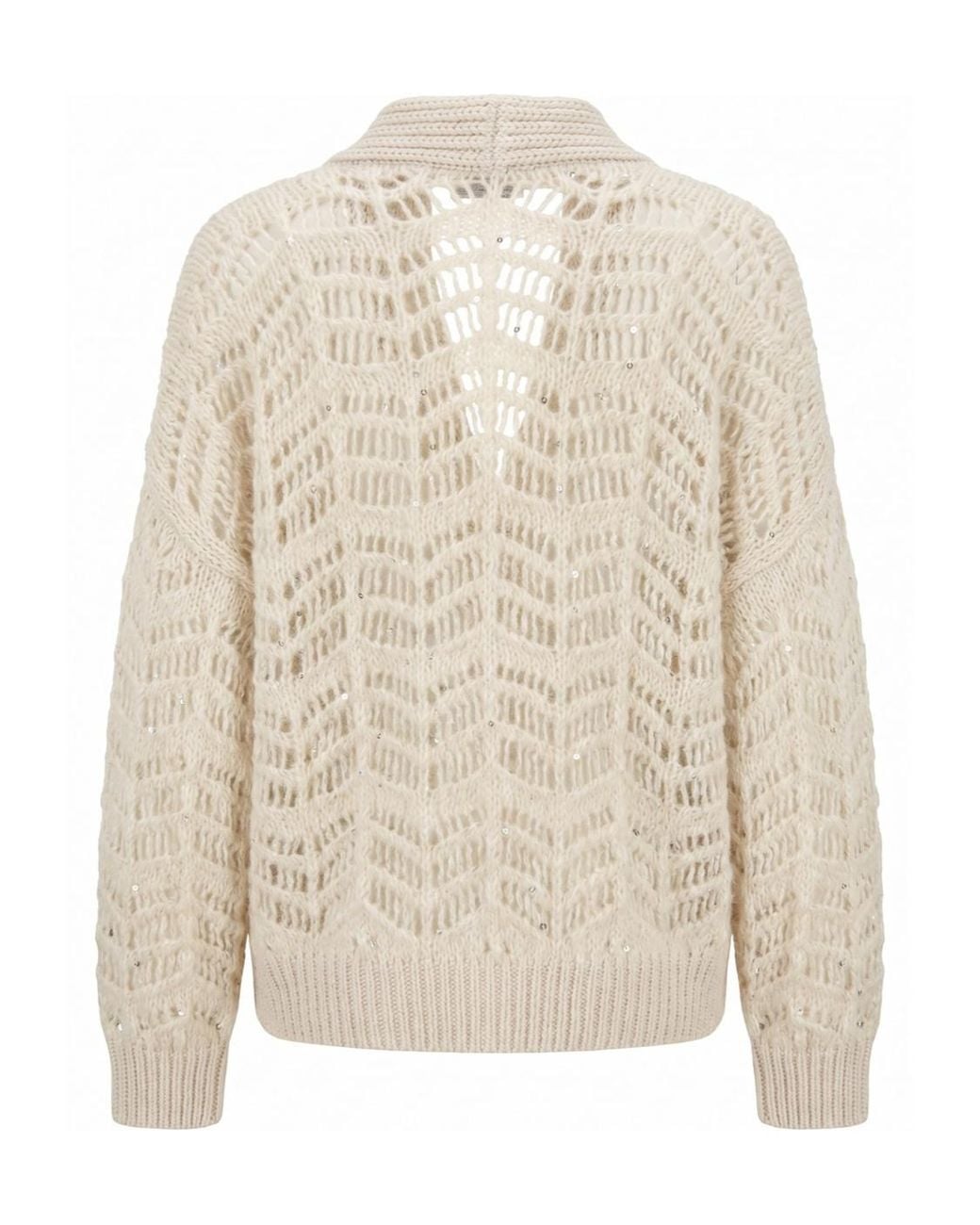 Peserico White Sequin-Embellished Open-Knit Cardigan