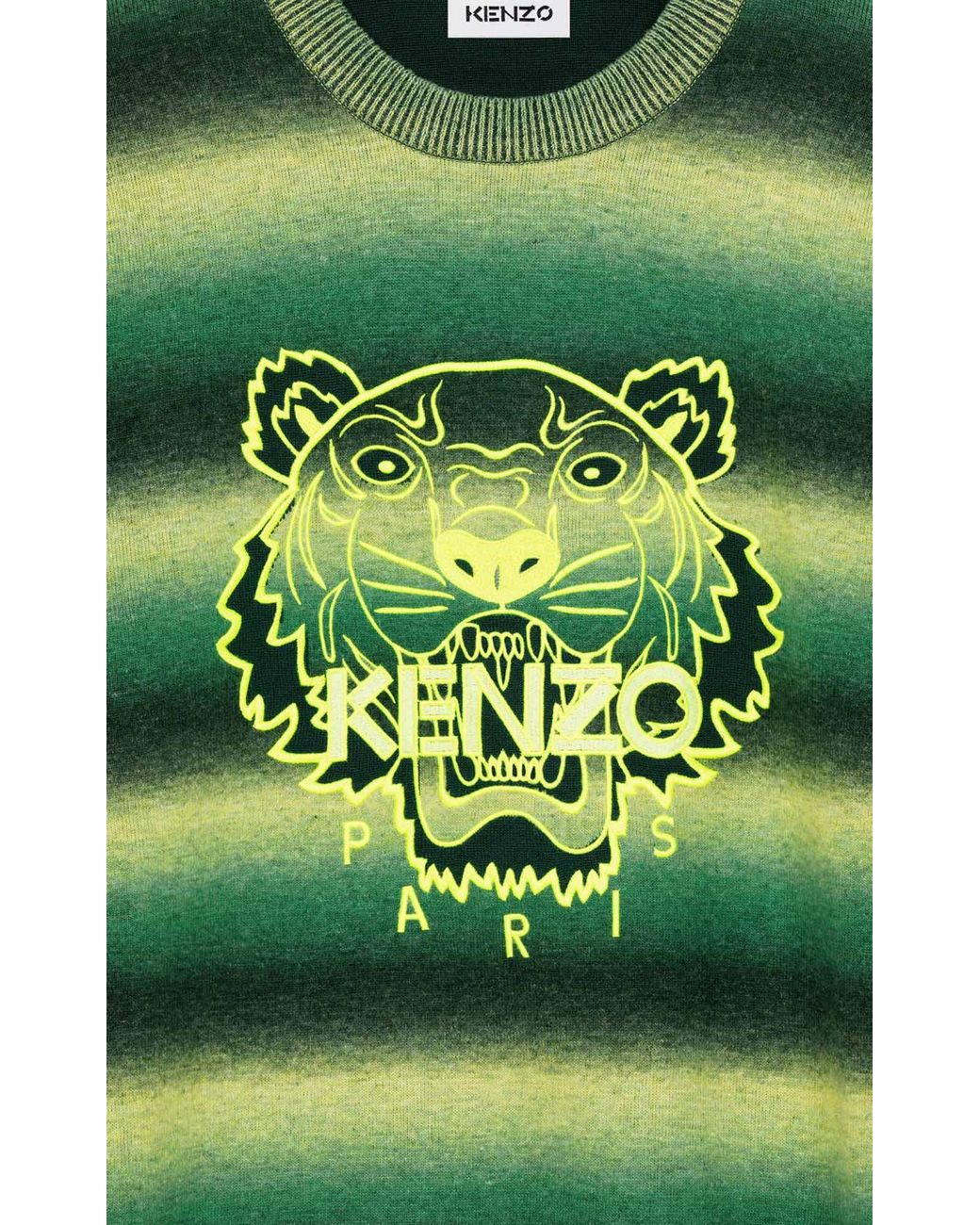 KENZO Green Embroidered Tiger Motif Jumper for men