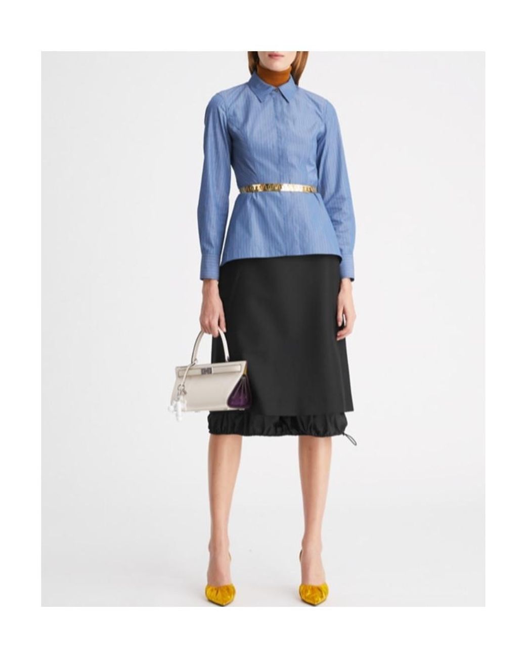 Tory Burch Black Ruffle Midi Skirt