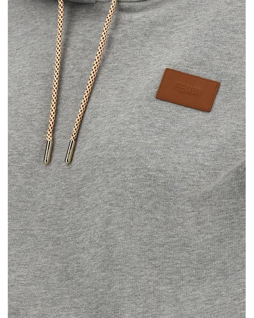 Fendi Gray Sleeveless Cropped Drawstring Hoodie