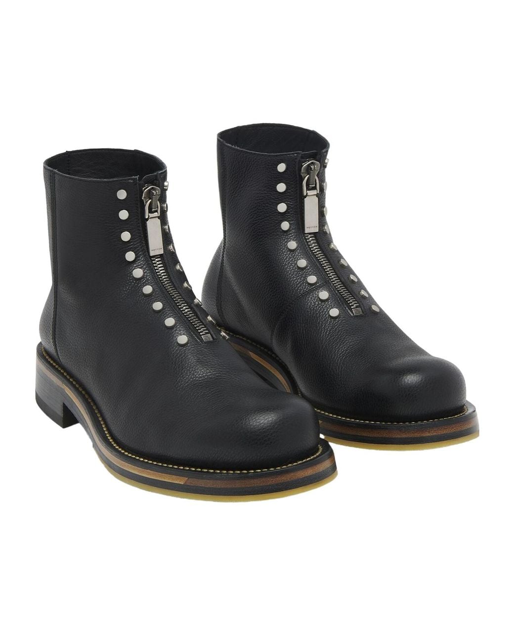 McQueen Black Studded Zip-Detailed Ankle Boots for men