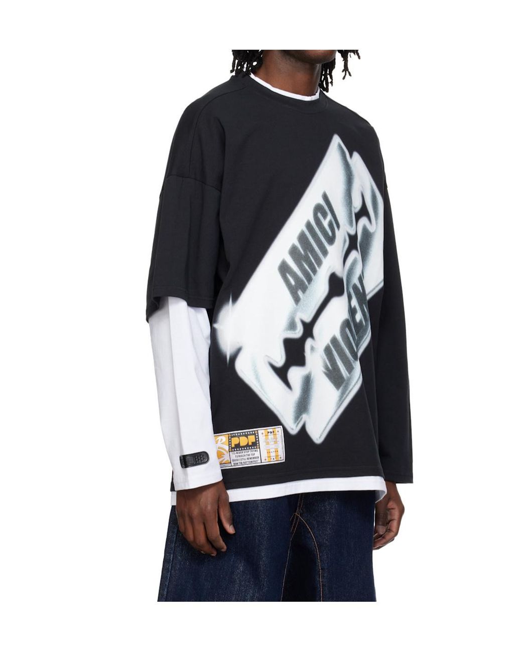 PDF CHANNEL Black Pdf Blade Layered Long Sleeve T-Shirt for men
