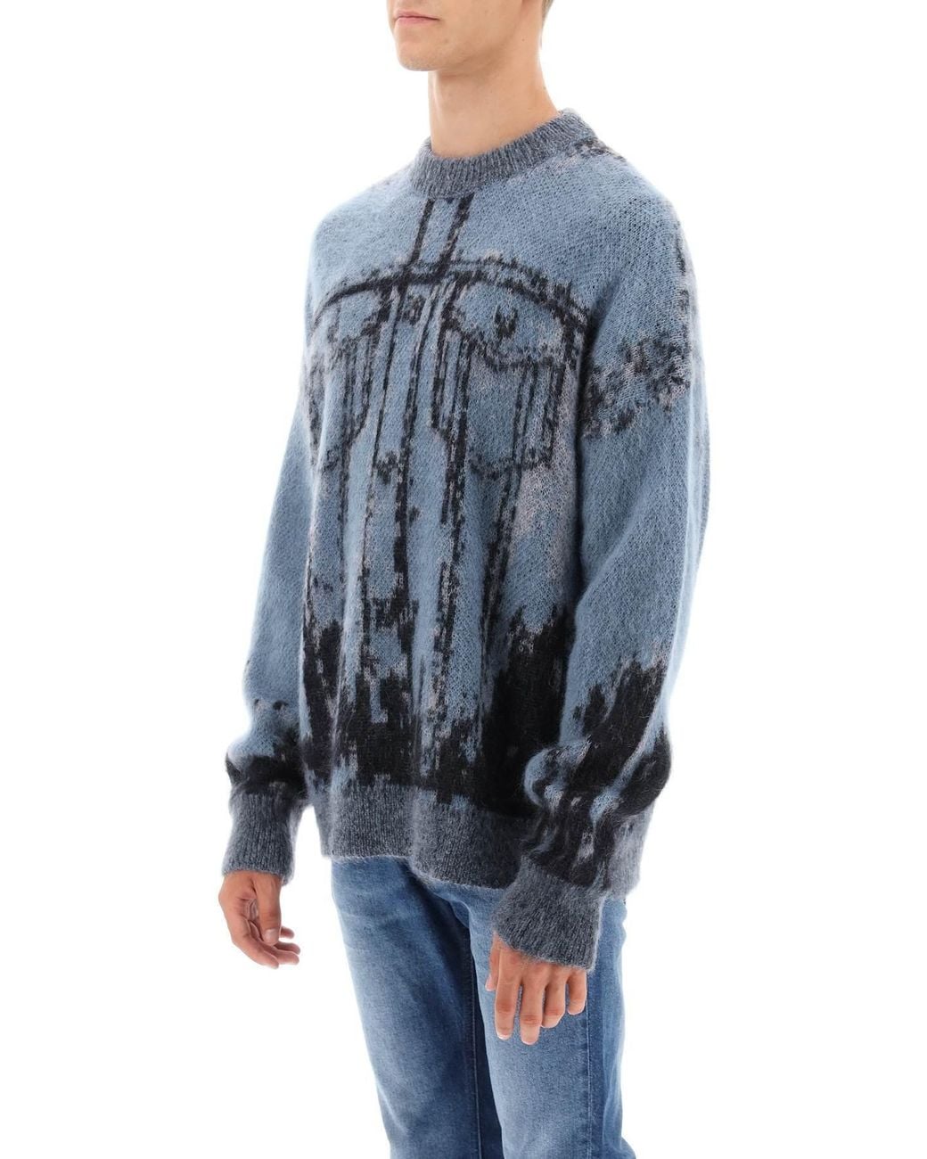DIESEL Blue K-Patmos Crewneck Long-Sleeved Sweatshirt for men