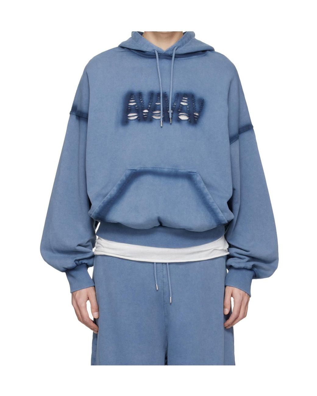 AVAVAV Blue Distressed Hoodie for men