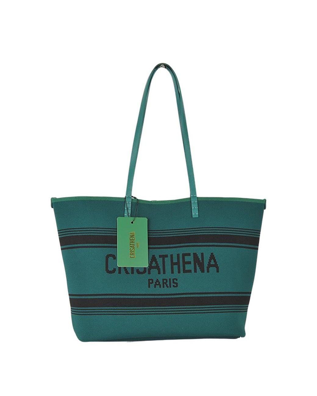 Crisathena Green Large Double Handle Shoulder Bag