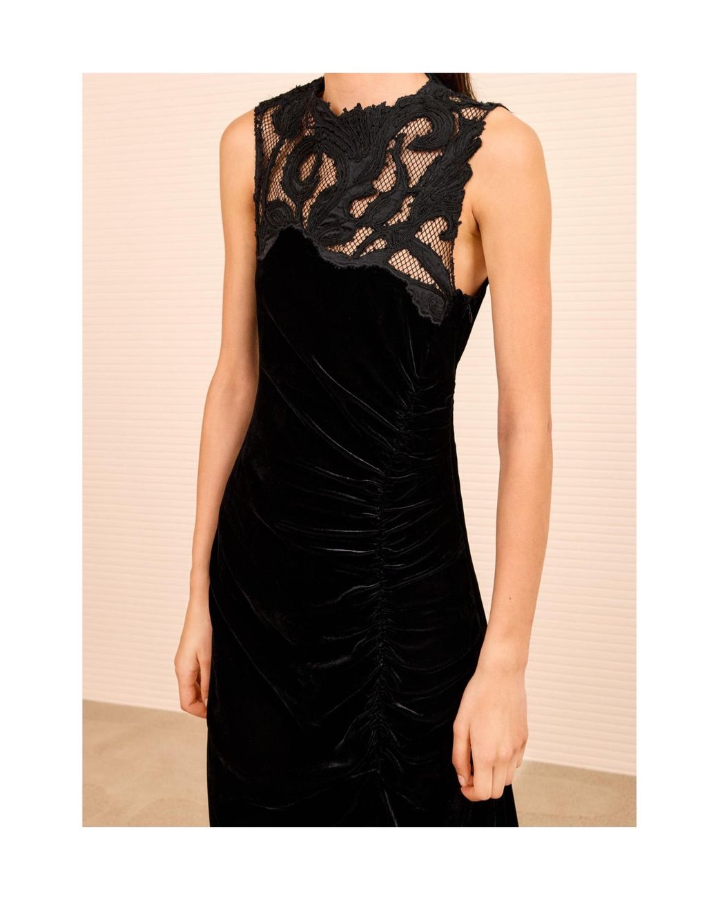 Ulla Johnson Black Rosaria Embroidered Ruched Dress