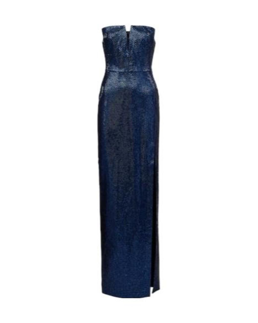 Roland Mouret Blue Embellished Strapless Crêpe Gown