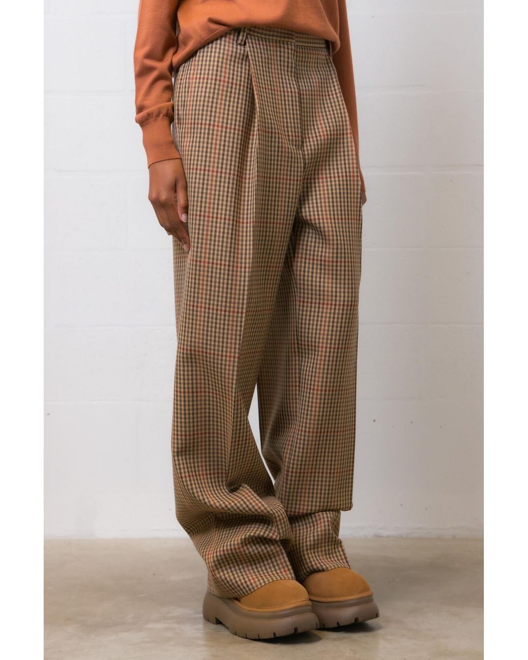 Dries Van Noten Brown Check Casual Pants