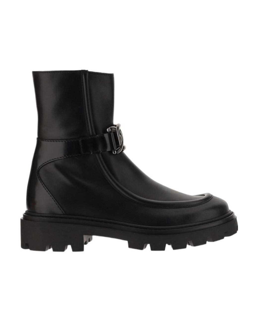 Tod's Black Round Toe Side Zipped Ankle Boots