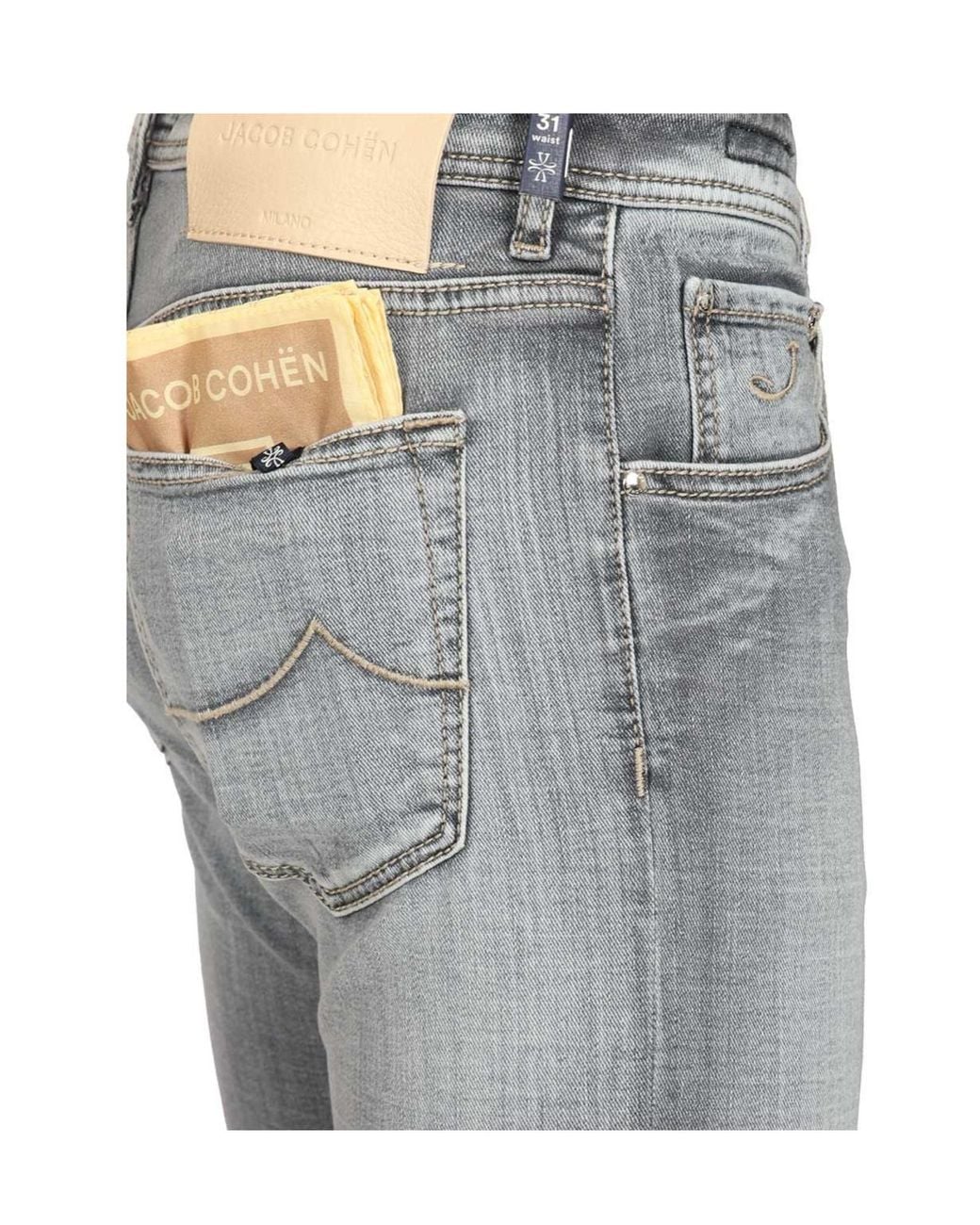 Jacob Cohen Gray Logo Patch Slim Fit Jeans for men