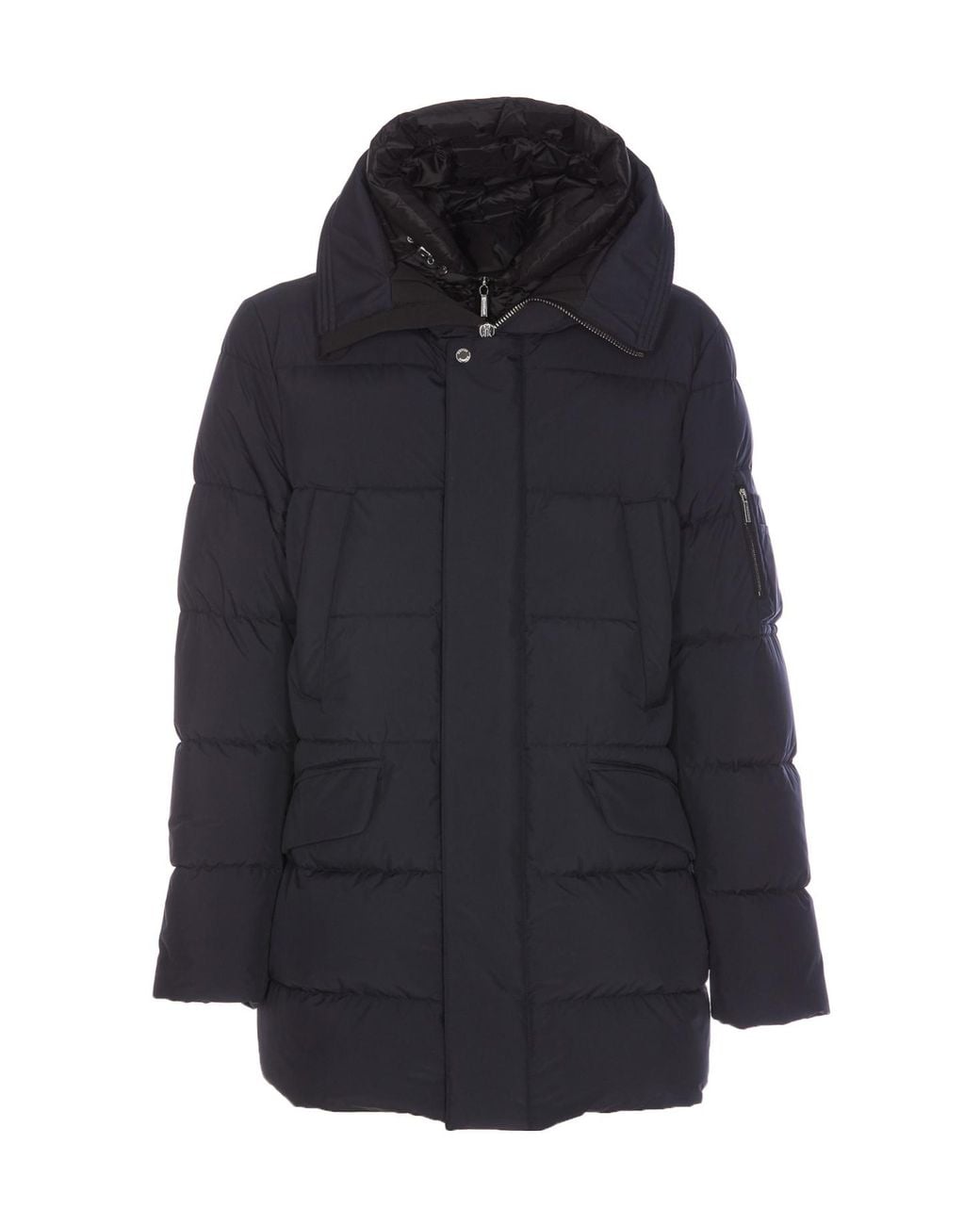 Moorer Blue Davide-Stp Padded Hooded Drawstring Jacket for men