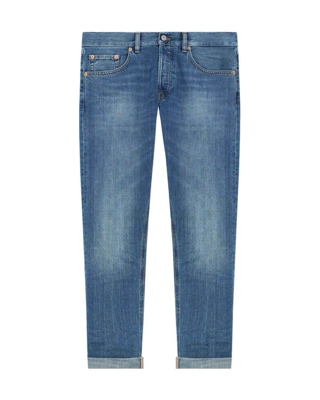 Dondup Blue Five-Pocket Cuffed-Hem Jeans for men