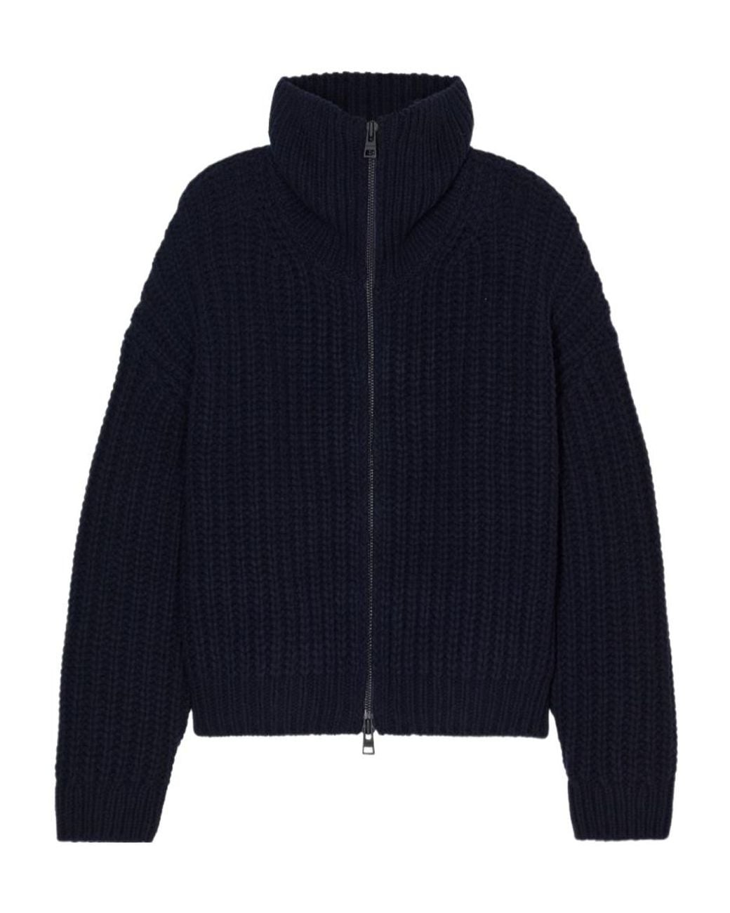 Closed Blue Chunky Zip-Up Cardigan