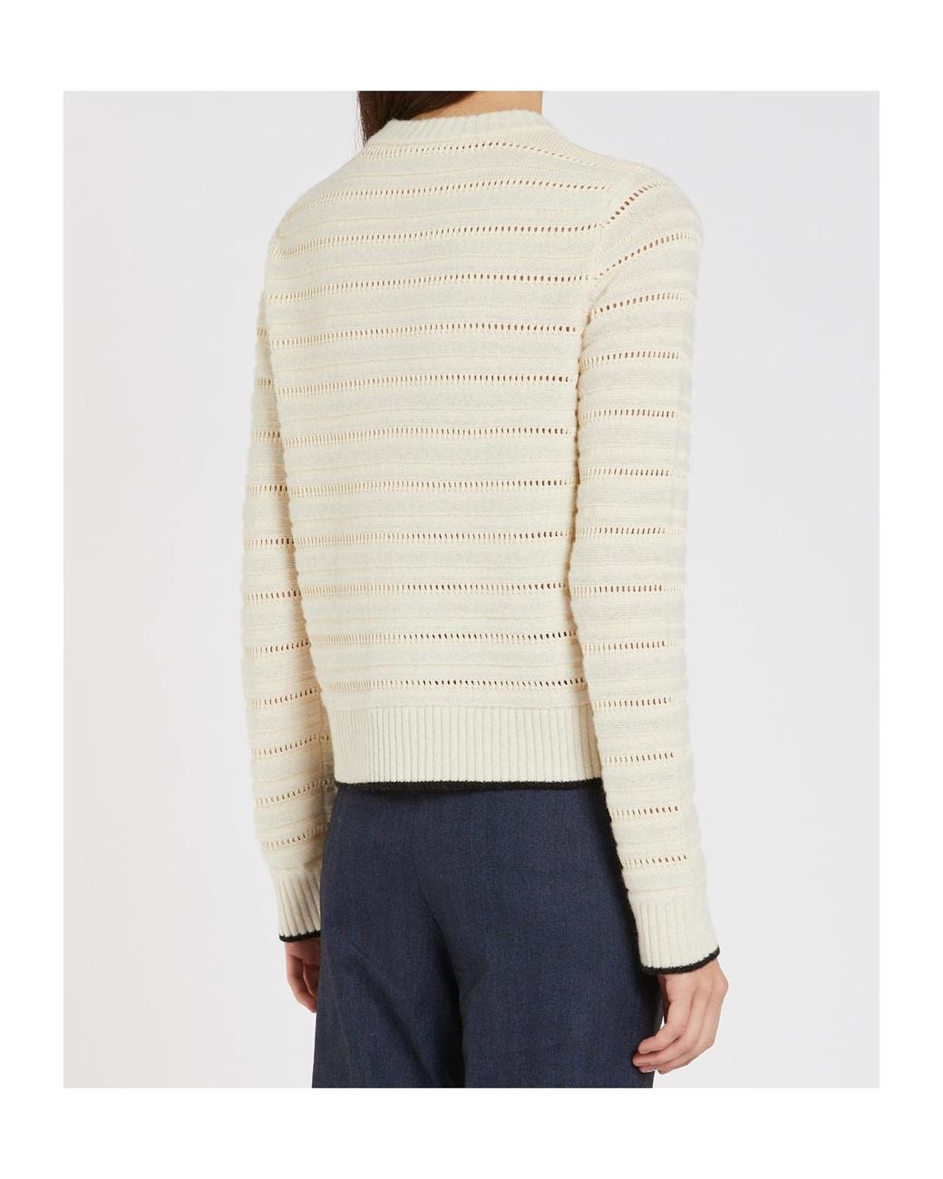 Marella White Long-Sleeved Knitted Cardigan