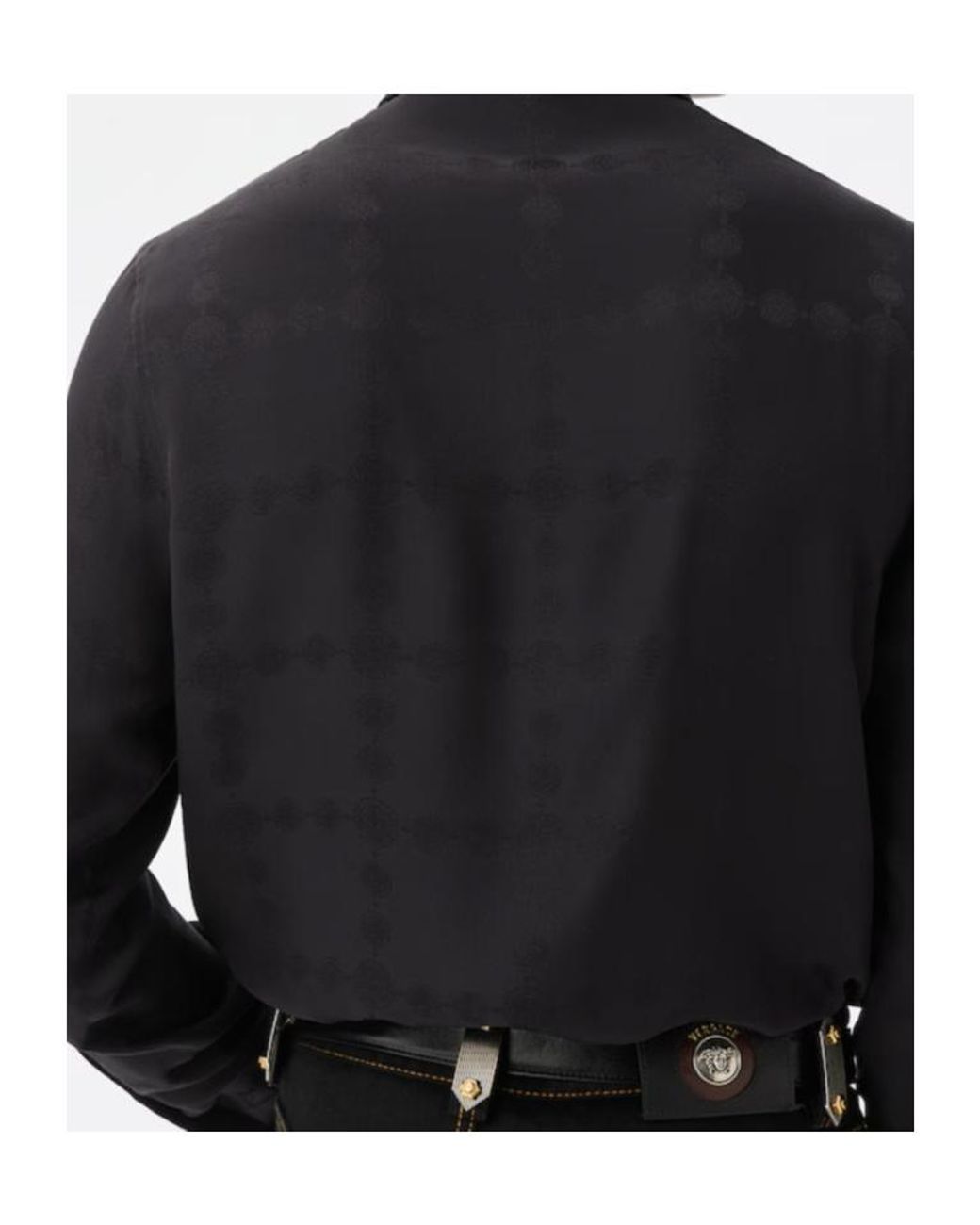 Versace Black Jacquard Crêpe Satin Shirt for men