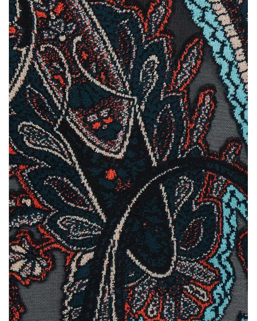 Etro Black Long Chiffon Dress V-Neck