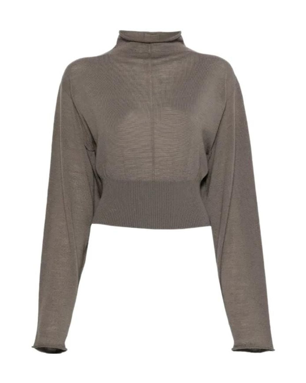 Rick Owens Gray Con High-Neck Top