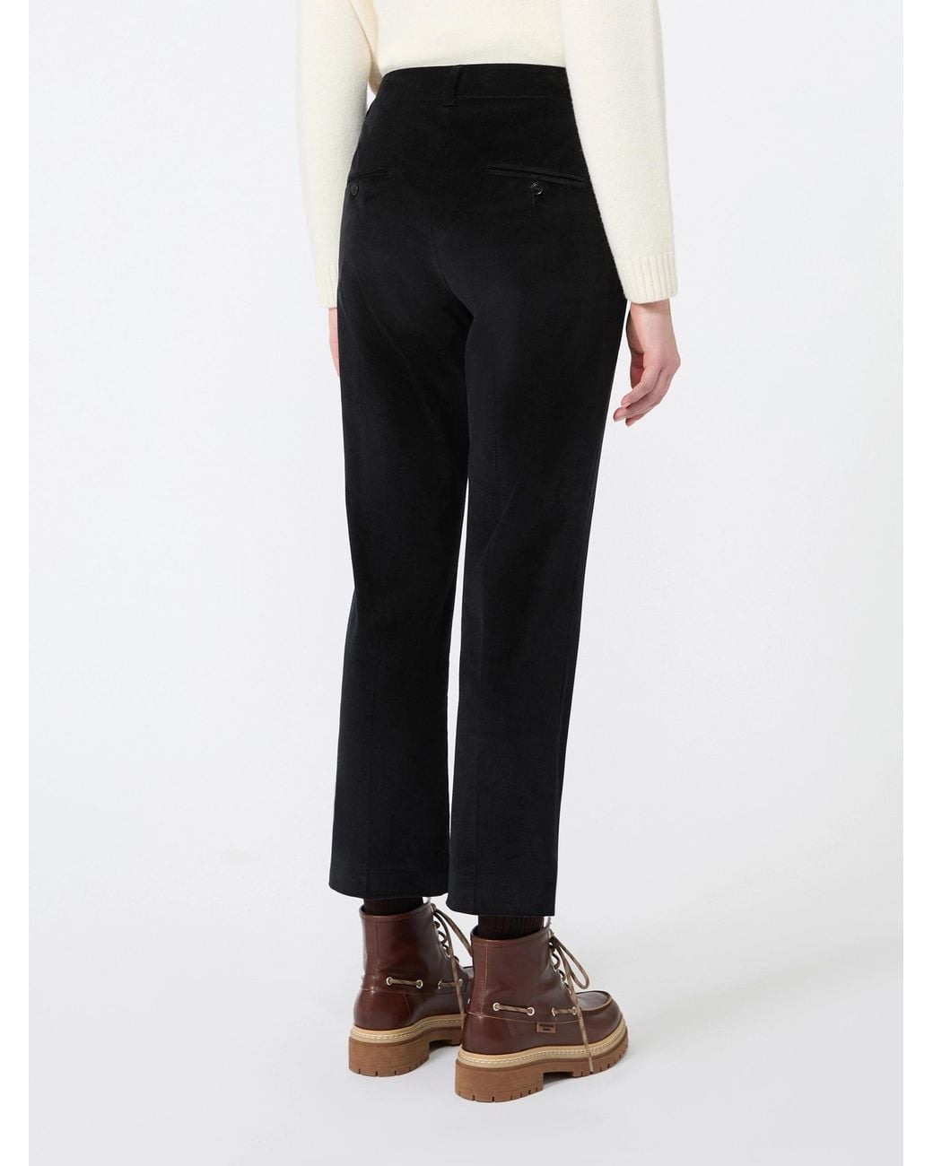 Weekend by Maxmara Black Cotton Velvet Cropped Trousers