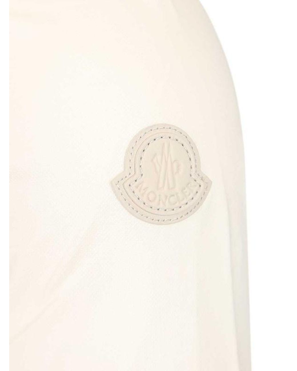 Moncler White Logo Patch Short-Sleeved Polo Shirt for men
