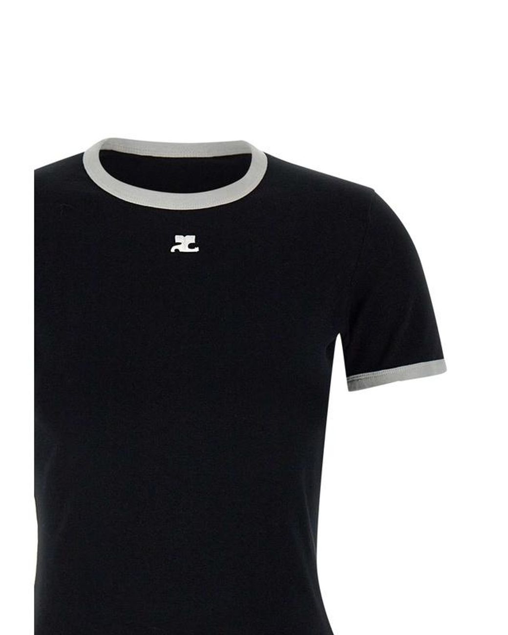 Courreges Black Courrèges Contrast Trim Logo T-Shirt