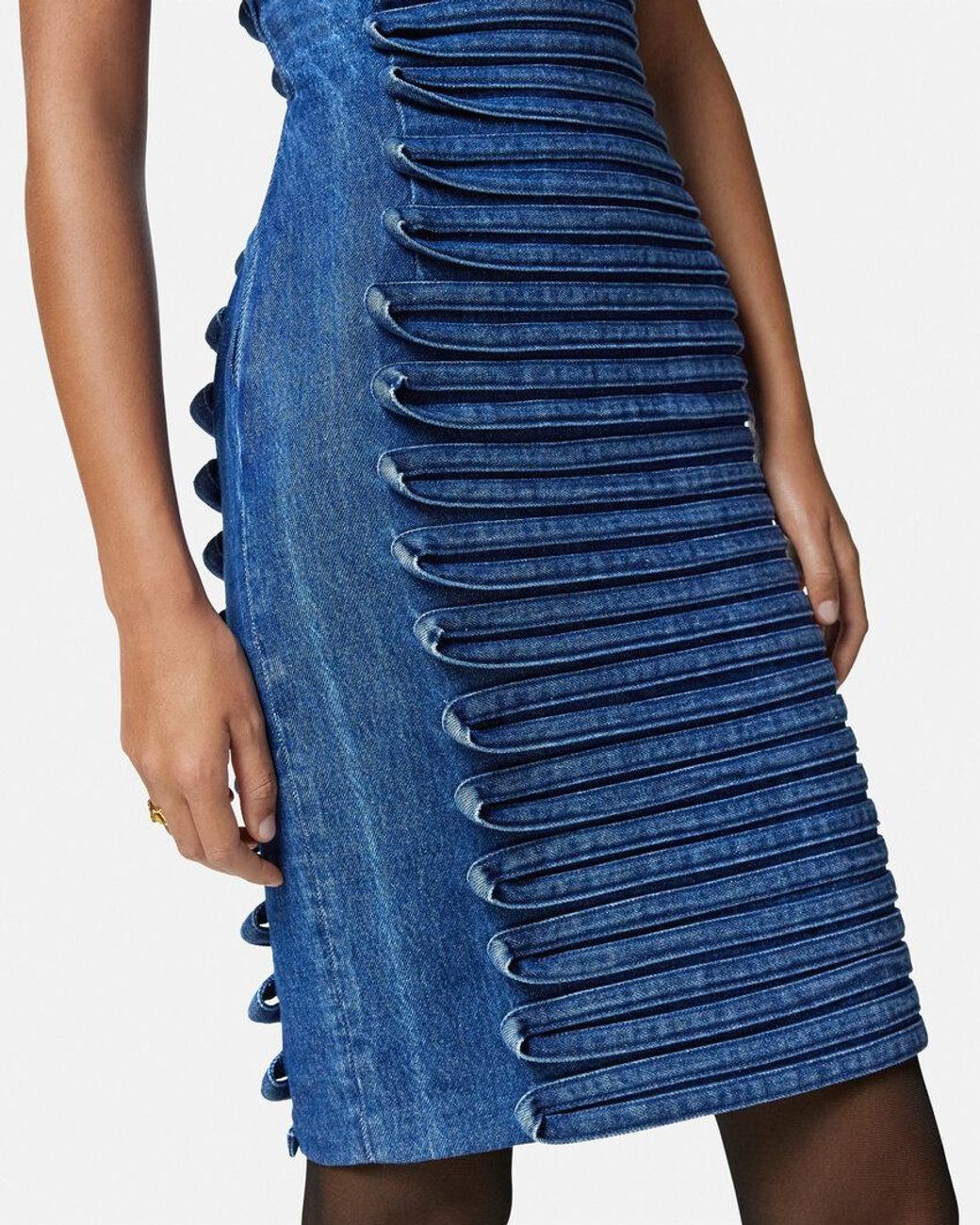 Versace Blue Panelled Denim Mini Dress