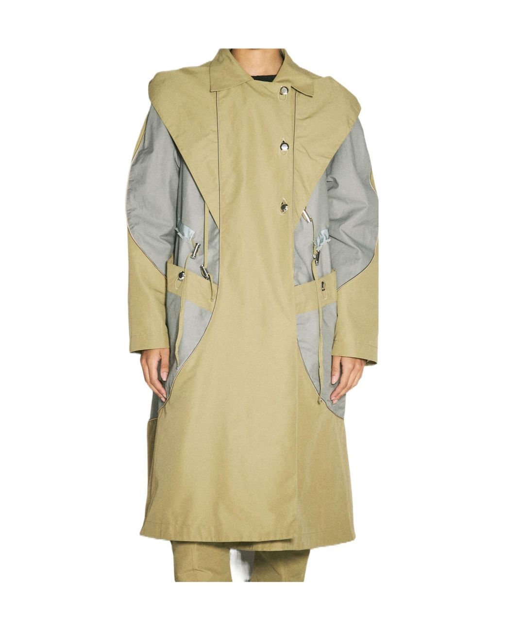 Kiko Kostadinov Green Colour-Block Double-Breasted Coat