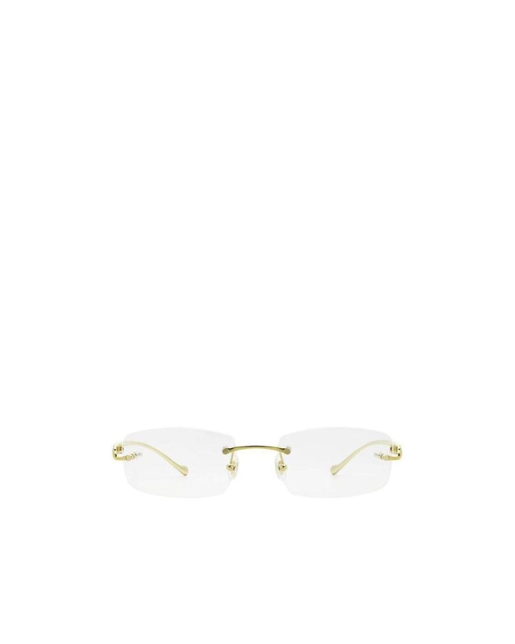 Cartier White Rectangular Rimless Glasses for men