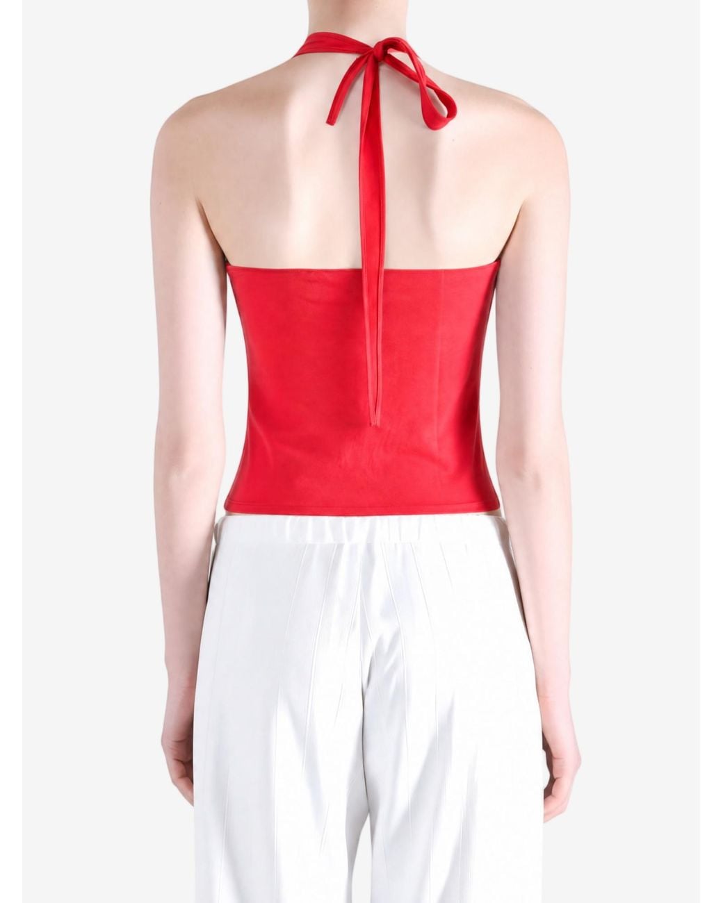 Amomento Red Jersey Halter Neck Top