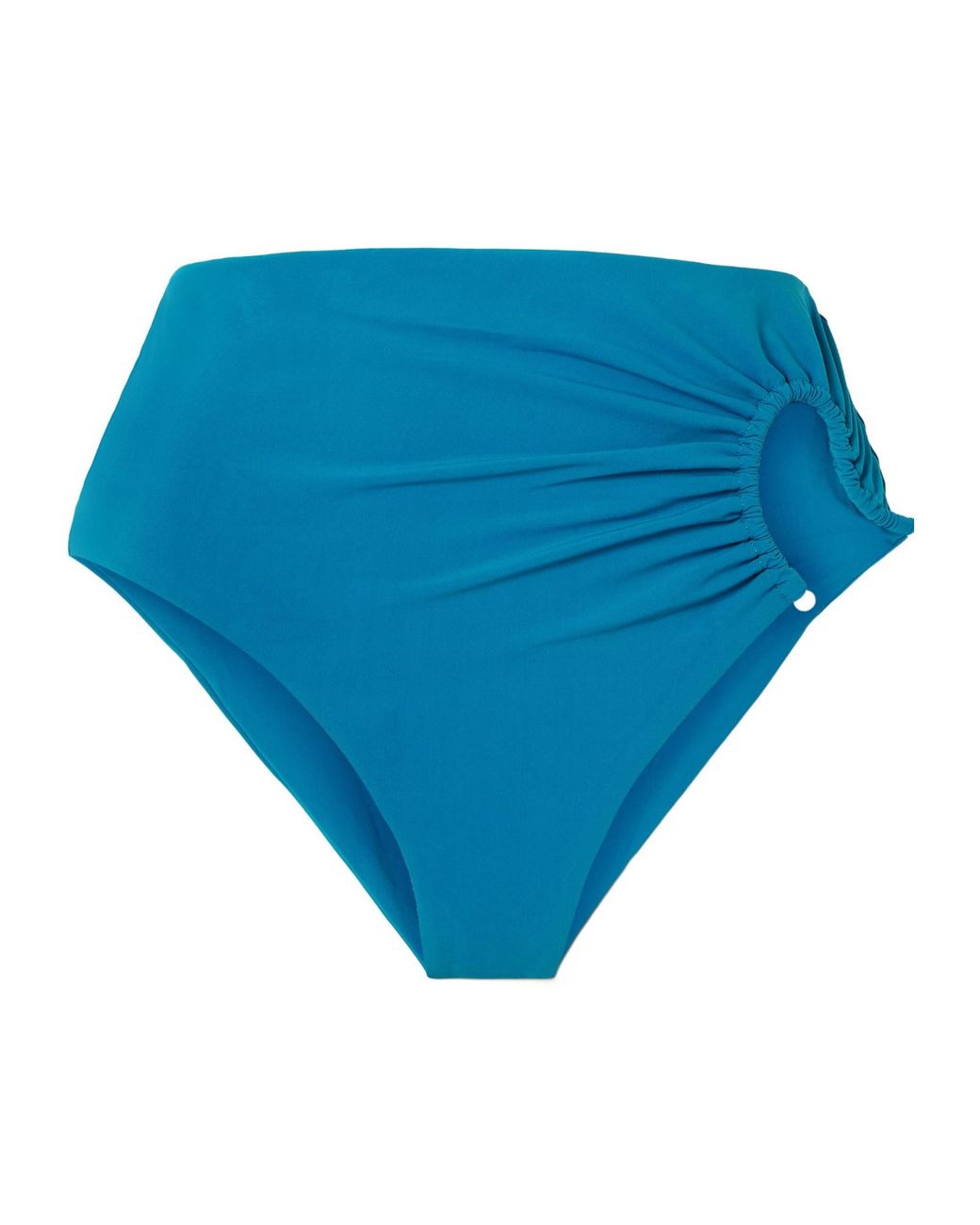 Christopher Esber Blue Crescent Embellished Cutout Ruched Bikini Briefs