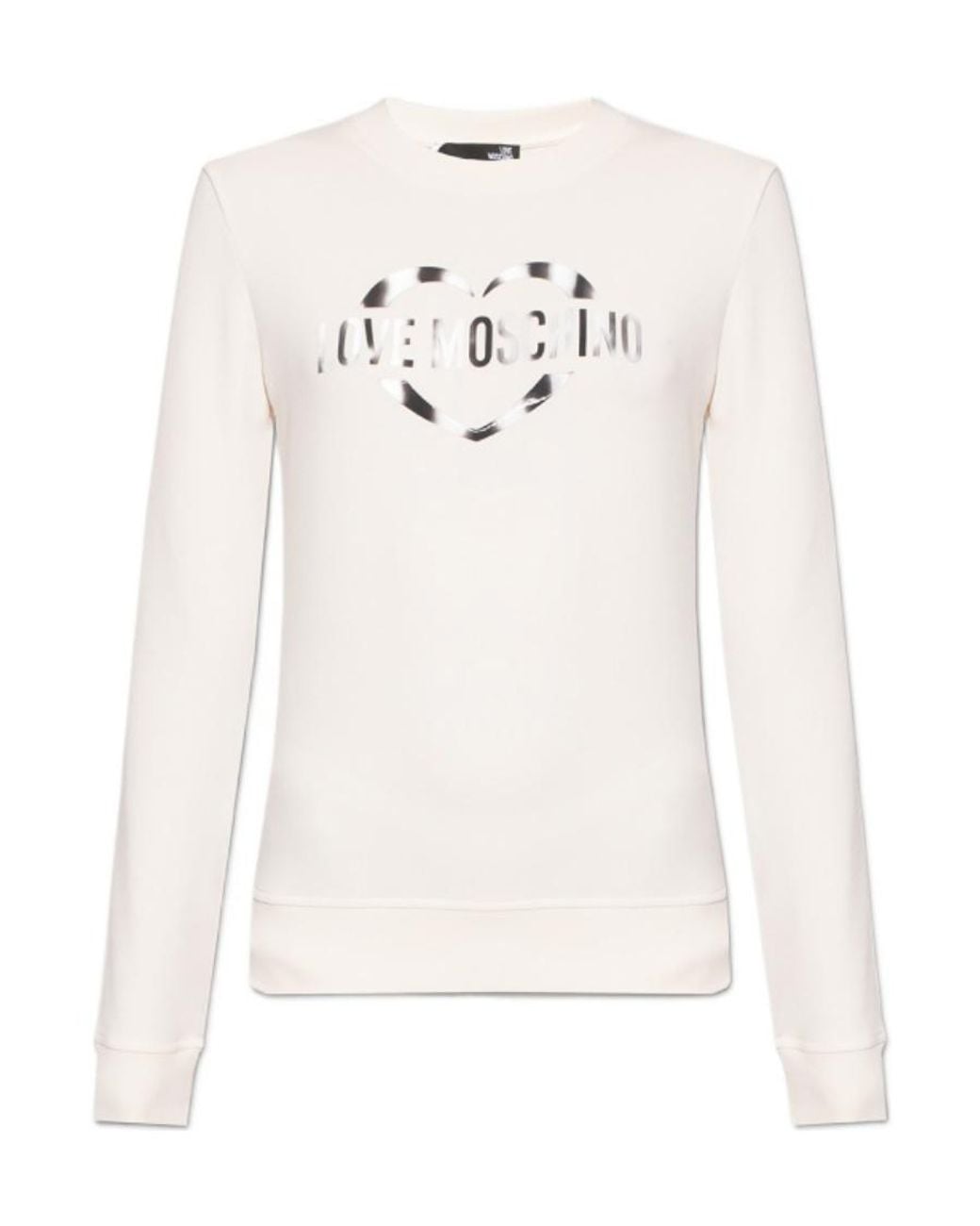 Moschino White Logo-Print Slim Fit Sweatshirt