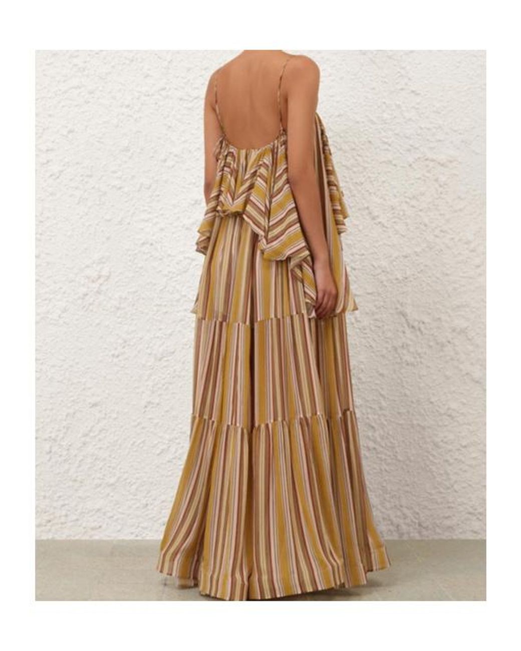 Zimmermann Natural Rebellion Ruffled Striped Maxi Dress