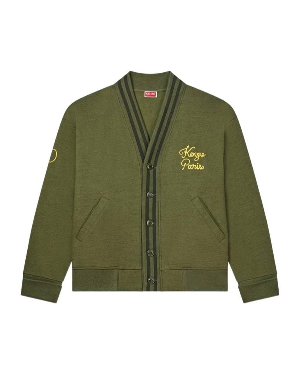 KENZO Green Paris Chainstitch Embroidered Cardigan for men