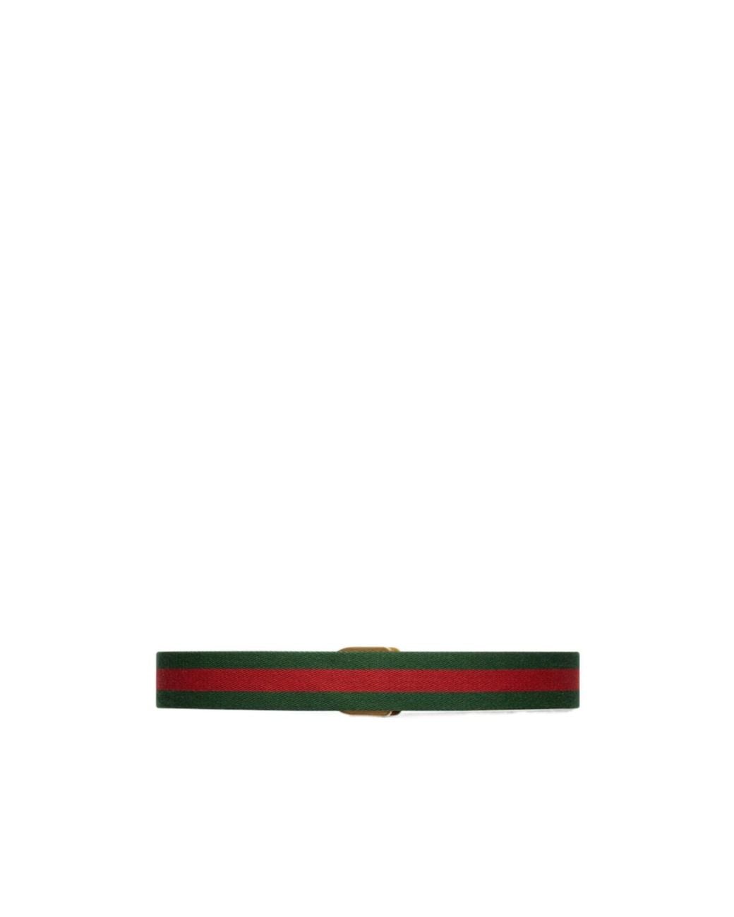 Gucci White Web Logo Engraved Striped Belt for men