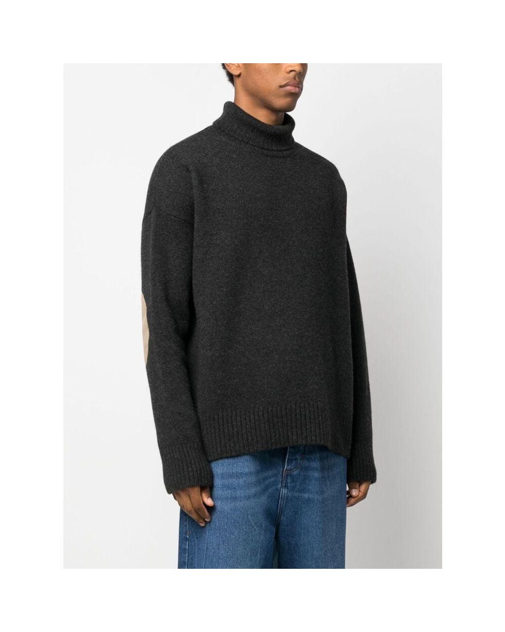 AMI Black Ami De Coeur High Neck Knitted Jumper for men