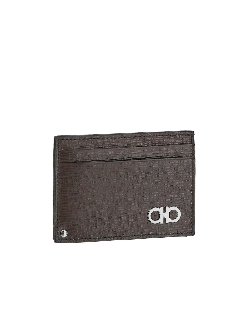 Ferragamo Brown Gancini-Plaque Leather Cardholder for men