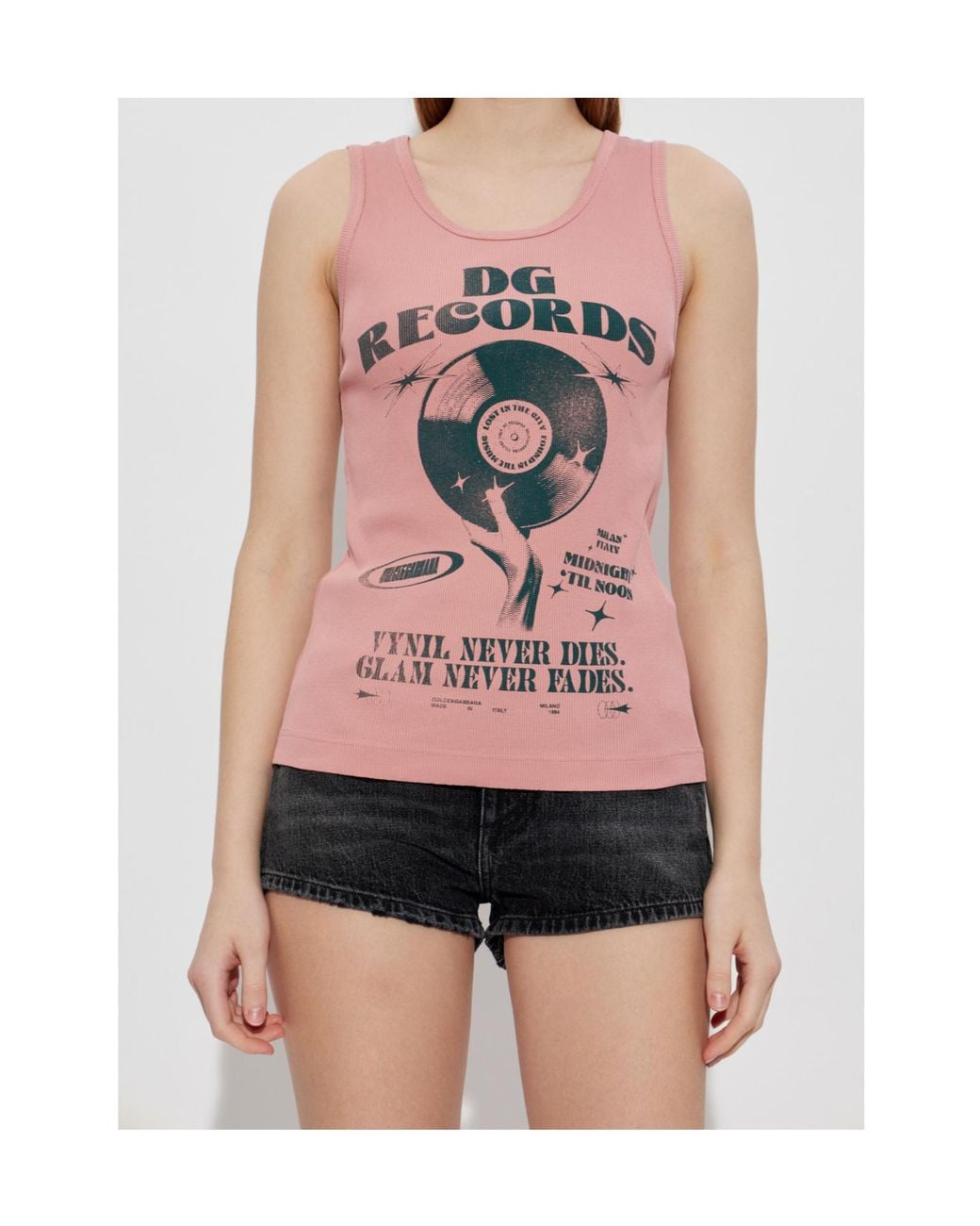 Dolce & Gabbana Pink Graphic Printed Ribbed Top