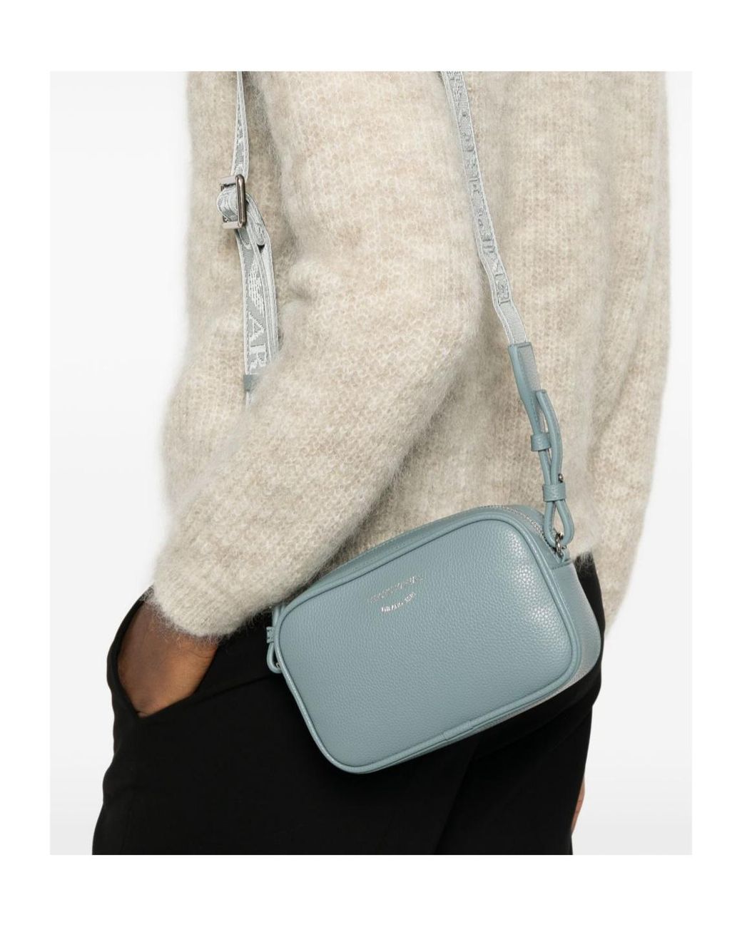 Emporio Armani Blue Mini Logo-Strap Shoulder Bag