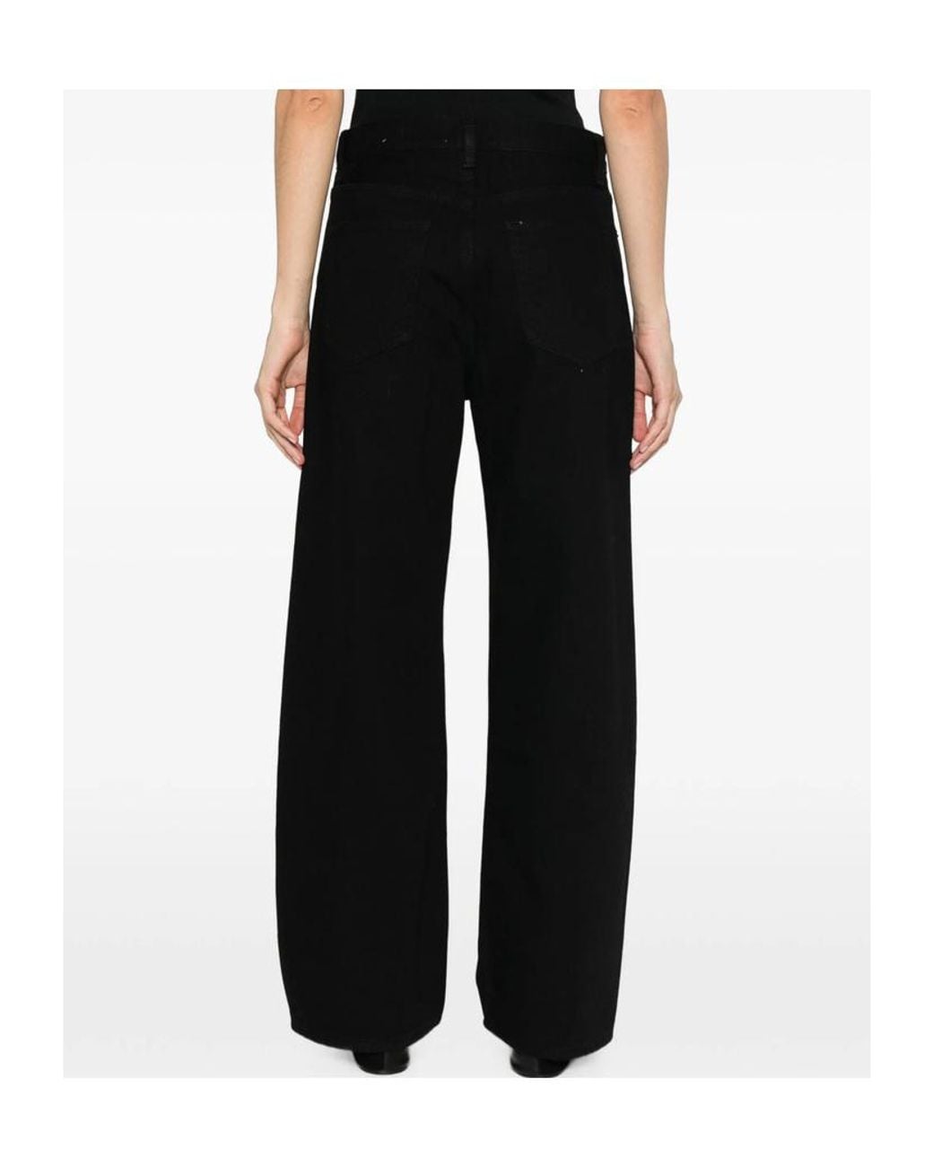 FRAME Black The Bow High-Rise Wide-Leg Jeans