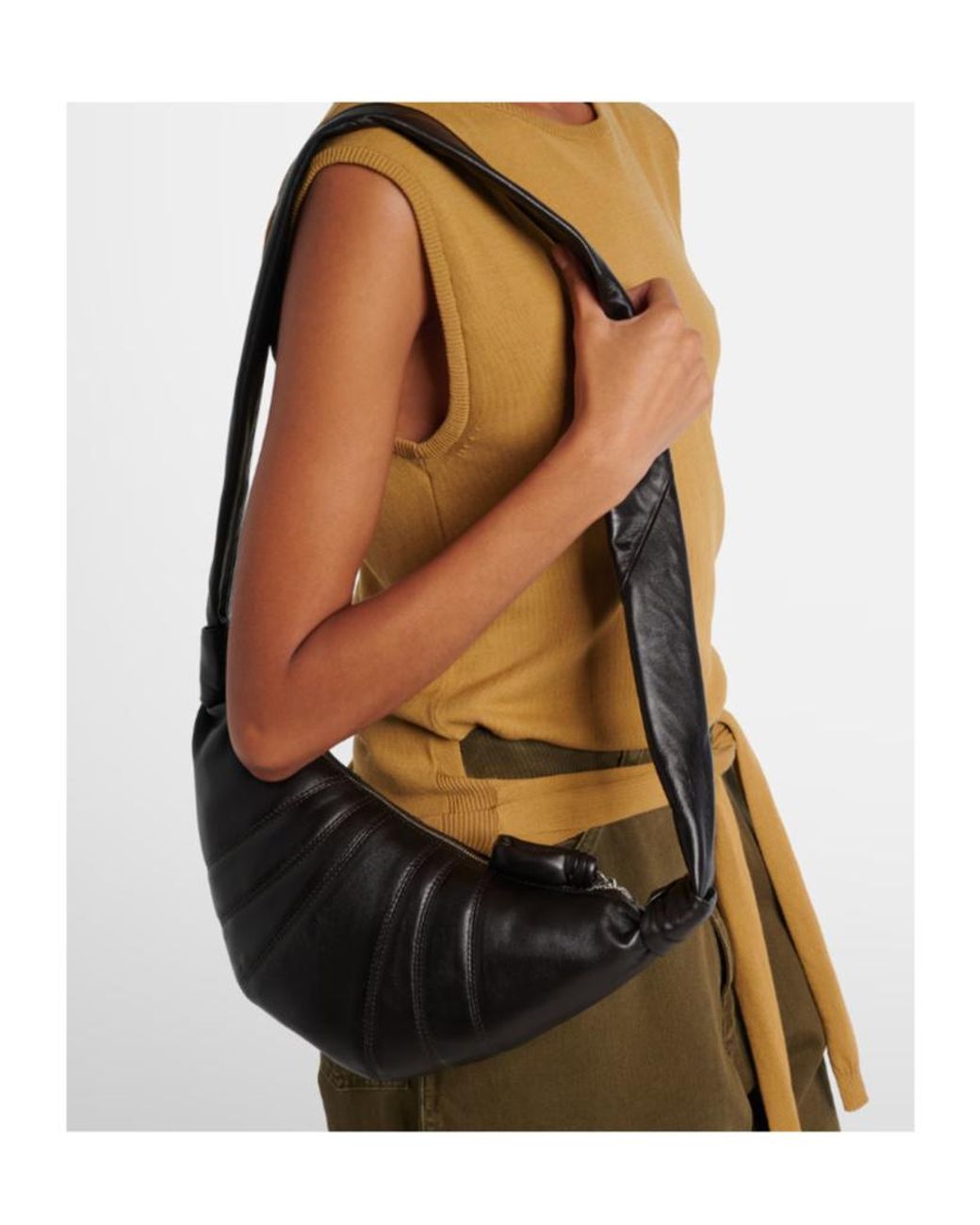 Lemaire White Croissant Small Leather Shoulder Bag