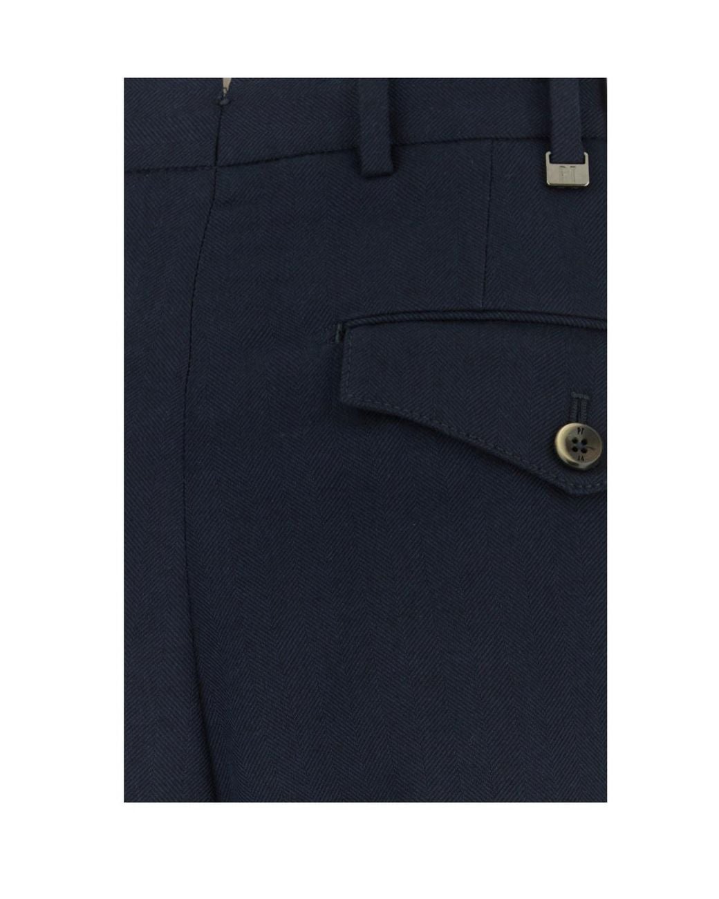 Pt Pantaloni Blue Casual Trousers With Belt Loops for men