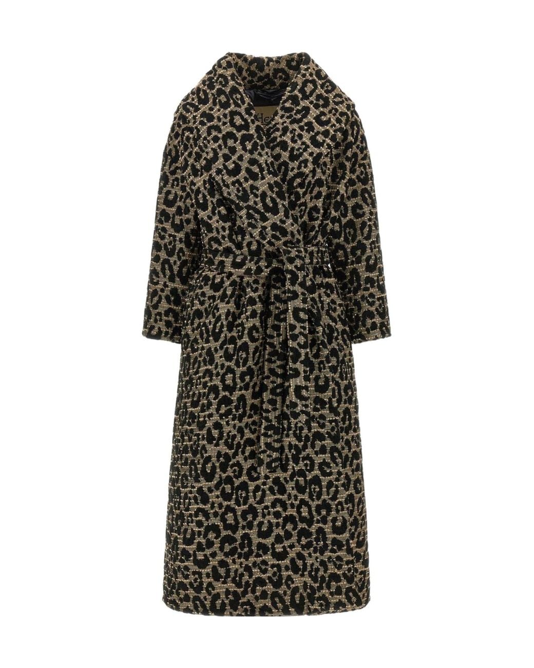 Herno Multicolor Leo Animal-Jacquard Belted Coat