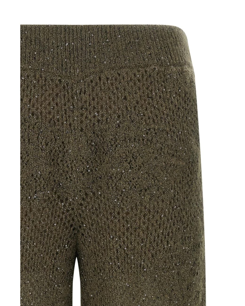 Brunello Cucinelli Green 'Track Flower Lace' Pants