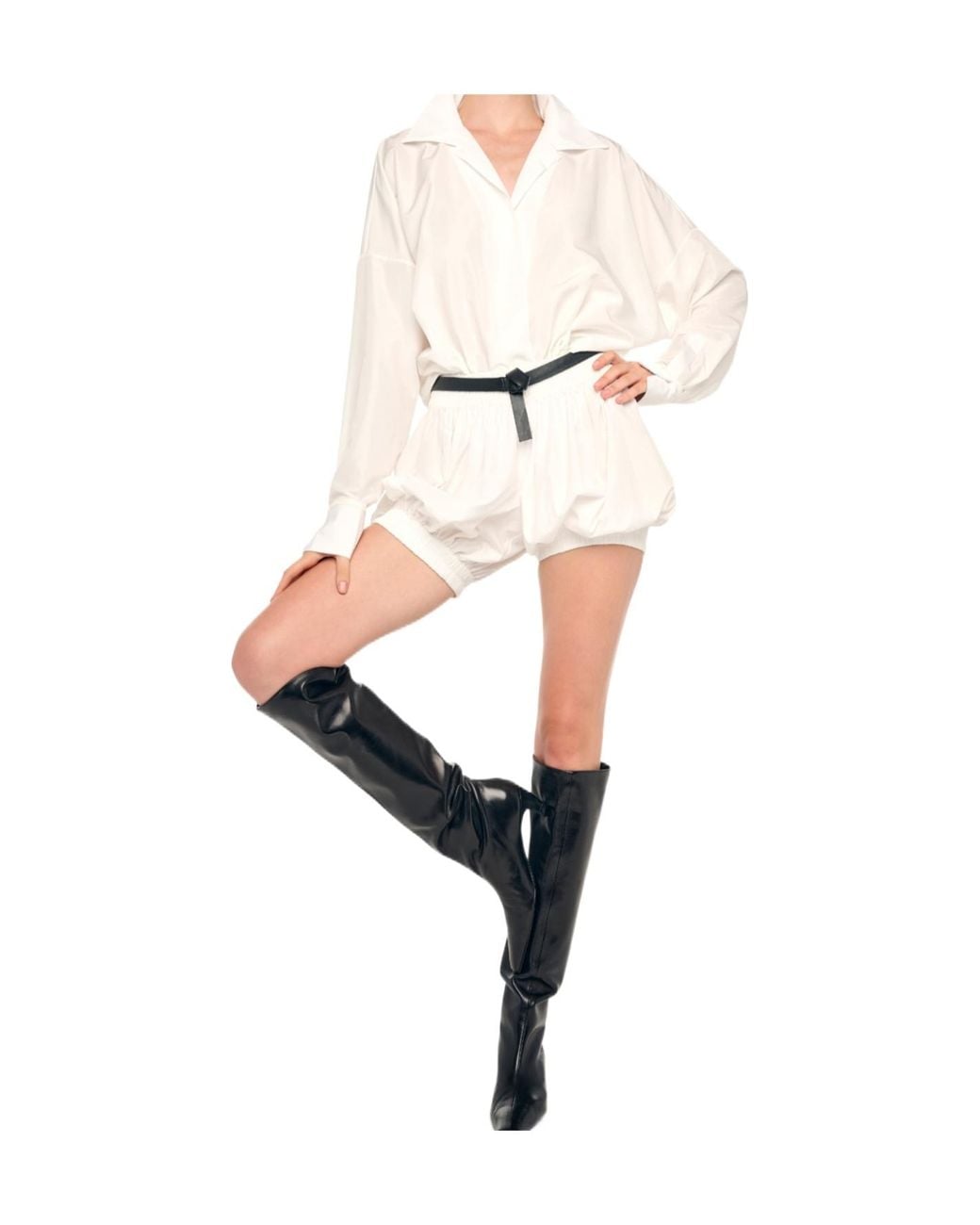 Norma Kamali White Peasant Puff Shorts